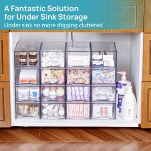 Vtopmart 2 Pack Small Clear Stackable Storage Drawers